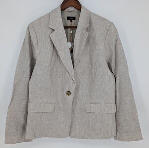 NWT Quince 100% European Linen Structured Blazer XL Flax Lightweight Business